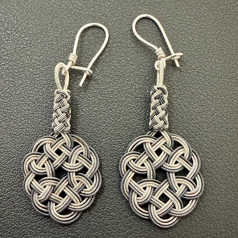 Handmade Fine Sterling Silver Kazaz Knot Braided Earrings